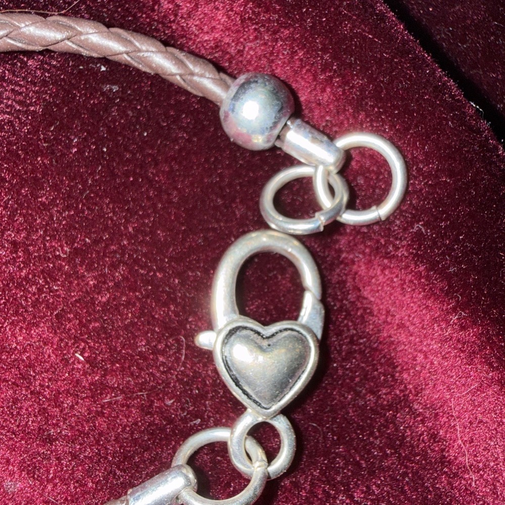 Kim Rogers  Glass Beads Faith Charm Bracelet Leather Cord Silver  7" Multicolor - Picture 2 of 3